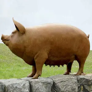Grande sculpture de jardin en bronze cochon Statue d'animal grandeur nature or brossé nouveau design <span class=keywords><strong>peinture</strong></span> modèle en métal imprimé personnalisé 5mm d'épaisseur - Product Image 1