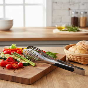 Pinze da cucina ecologiche Design a mano in acciaio inossidabile e Silicone con manico in plastica per alimenti certificate LFGB-scatola di 120 - Product Image 3