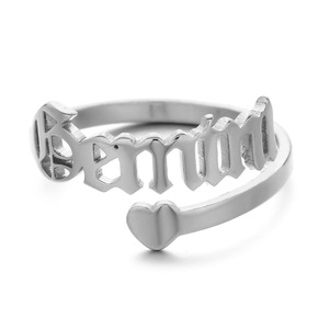 Anillo Retro Simple con Letra Inglesa para <span class=keywords><strong>Mujer</strong></span>, Nuevo Anillo de Acero Inoxidable que No se Destiñe, Estilo Europeo Americano de 18K, Anillos de Moda para <span class=keywords><strong>Hombre</strong></span> - Product Image 5
