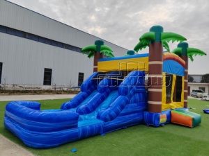 Castillo Inflable Comercial con Tobogán de Agua, Diseño de Palmera Tropical, Certificado CE, PVC, para Alquiler, OEM - Product Image 2