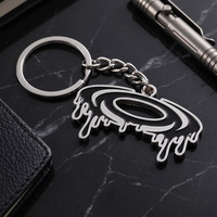 Porte-clés personnalisé en alliage de zinc plaqué argent avec logo ajouré, design artistique et tendance