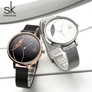 SHENGKE Offre Spéciale Logo personnalisé en acier inoxydable <span class=keywords><strong>montre</strong></span> à main de luxe évider <span class=keywords><strong>montre</strong></span>-bracelet à Quartz dame marque poignet nouvelle tendance - Product Image 3