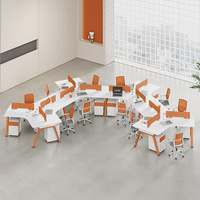 Poste de travail de bureau modulaire personnalisable à 120 degrés, table informatique en nid d'abeille extensible pour 3 à 6 personnes pour le personnel