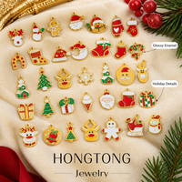 Hongtong Vintage Gold Plated Stainless Steel Christmas Santa Claus Red Hat Cute High Quality Delicate Wholesale Charms Pendants