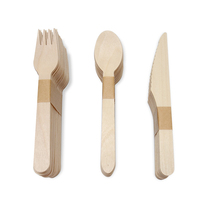Couverts jetables écologiques en bois de bouleau, vaisselle biodégradable pour fêtes, couteau, cuillère et fourchette en bois en lots