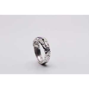 Handmade Hand Carved <b>Amethyst</b> Gemstone Organic Branch Style Vintage 925 Sterling <b>Silver</b> <b>Ring</b> Band Made Turkey - Product Image 2