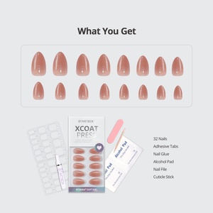 Faux ongles courts en amande BTArtbox avec colle, vente en gros, ongles souples en gel X nude à paillettes, à presser, en vrac - Product Image 5