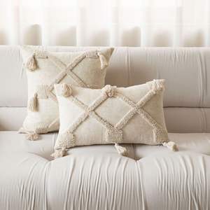 Funda de Cojín Bohemia Rectangular con Patrón Geométrico, de Felpa de Algodón y Poliéster, con Borlas Decorativas, para Sala de Estar y Hogar - Product Image 4