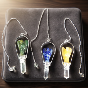 Piedras preciosas Ángel péndulos artesanías de cristal piedras naturales Reiki rocas minerales feng shui meditación radiestesia cristal Ángel péndulo - Product Image 2