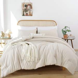 Colcha de algodón Beige de lujo, conjunto de edredón de algodón de estilo Simple, colcha de dormitorio suave y transpirable para las <span class=keywords><strong>4</strong></span> estaciones - Product Image 1