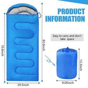Saco de Dormir Rectangular Azul para Adultos, para Acampar al Aire Libre, Transpirable, de Poliéster, Longitud Estándar - Product Image 2