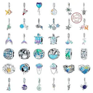 Pendentif Fleur Tortue Bleue Océanique de Haute Qualité, Perles pour Bijoux DIY Femme, Cadeau Tendance Luxe Léger pour Elle - Product Image 6