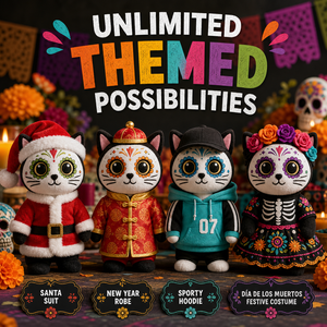 Peluche Personalizzato Gatto Giorno dei Morti, Produttore Professionale, Regalo di Natale 2026, Mascotte di Tendenza, Bambola Animale Imbottita OEM ODM - Product Image 5