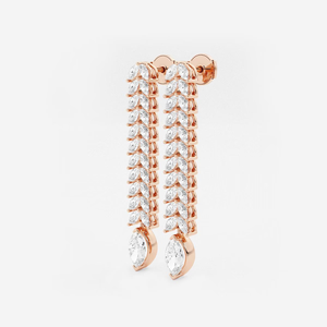 ต่างหูเพชรทรงมาร์คีส์ 5 1_2 กะรัต เพชรเลี้ยงในห้องปฏิบัติการ แบบสองแถว ดีไซน์ห้อยระย้า เครื่องประดับแฟชั่นสุดหรูสำหรับผู้หญิง ต่างหูห่วงหรูหรา - Product Image 2