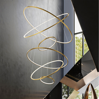 Lustre circulaire moderne pour hôtel, villa, grand lustre en forme d'anneau pour salon, escalier