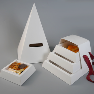 PACKINWAY özel arapça yeni 3 katmanlı piramit şekli gıda tasfiye kutusu Catering konteyner tatlı pasta aperatif Pyramidal kutusu