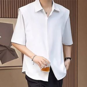 Nuova Camicia Estiva 2026 in Seta Ghiaccio Effetto Asciutto a Maniche Corte da Uomo, Versione Coreana Tinta Unita, Camicia da Stirare - Product Image 2