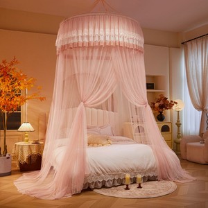 <span class=keywords><strong>Zanzariera</strong></span> a baldacchino per letto matrimoniale, apertura automatica, pieghevole, di grandi dimensioni (120 cm circolare, 300 cm altezza), design principessa, per uso domestico. - Product Image 2