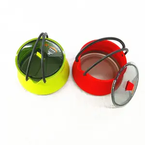 Folding Silicone Travel Kettle Foldable Camping Alloy And Silicone Outdoor Cookware For Travel And Hiking