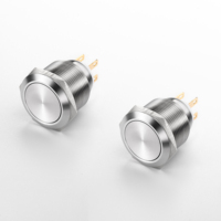 Interrupteur à bouton-poussoir en acier inoxydable 22 mm 5A IP65 à maintien momentané pour montage sur panneau de commande industriel