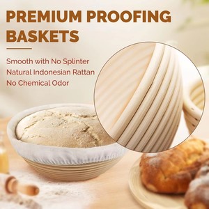 9-Inch 10 Oval Proofing Cane Basket Rattan Lame Sourdough Dough Scraper Linen Liner Basting Brush Bread <b>Baking</b> Pastry Tools - Product Image 3