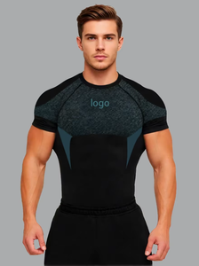 ODM Customizable Sporty Men's Slim-Fit Breathable <b>Knitted</b> T-Shirts Sports Fitness Casual Sporty T-Shirts Manufacture - Product Image 4