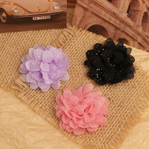 Fleur en mousseline de soie maillée 6 cm, faite à la main, pour accessoires de cheveux et vêtements, collection Printemps 2024, origine Jinhua - Product Image 3