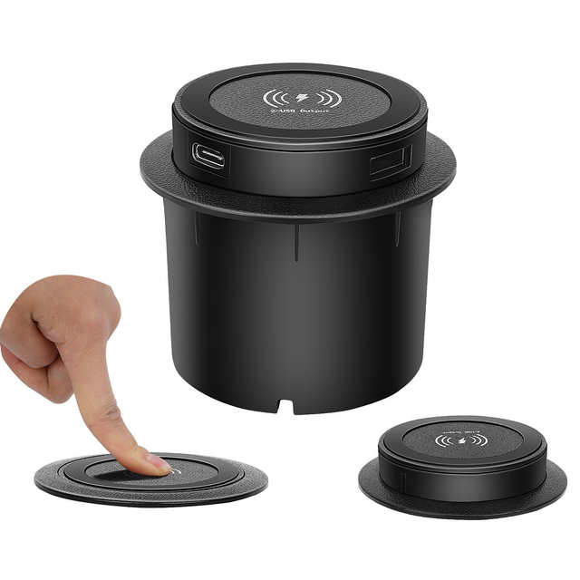 Wholesale of Embedded Three in One Wireless Charger for Office Furniture by Manufacturers, USB Fast Charging