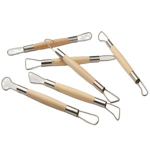 Ensemble 6 outils de <span class=keywords><strong>sculpture</strong></span> en <span class=keywords><strong>argile</strong></span> à manche en bois double face <span class=keywords><strong>Sculpture</strong></span> en boucle de fil Poterie Découpage de cire Modélisation Fournitures d'art - Product Image 1