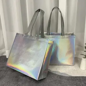 Bolsa de compras reciclada plegable de plástico reutilizable personalizable con logotipo bolsas de regalo de supermercado con impresión del logotipo del cliente