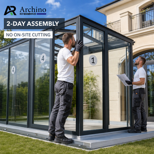 Véranda en aluminium certifiée standard 3,5x3,5m, kit préfabriqué avec <span class=keywords><strong>double</strong></span> <span class=keywords><strong>vitrage</strong></span> pour villa européenne, jardin, patio - Product Image 3
