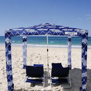 高品质制造商定制印刷便携式方形防风弹出式沙滩罩遮阳伞小屋帐篷