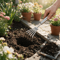 Rastrillo Cultivador de Acero Inoxidable de Alta Resistencia con Múltiples Dientes, Herramienta Manual para Desmalezar, Excavar y Aflojar la Tierra en Jardines, Patios y Granjas