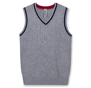 Gilet en tricot bleu marine HBS33 avec garnitures, uniforme scolaire, professionnel ou d'entreprise, sur mesure, tactique - Product Image 4
