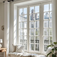 Portes et fenêtres à battants en alliage d'aluminium de style européen, à rupture de pont thermique, vintage, cintrées, pour hôtels, extérieures, pour salles de bain, à économie d'énergie