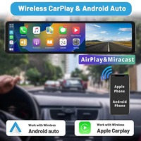 C5 4K Dash Cam dengan Wireless CarPlay Android Auto 9.66 Inch IPS Smart Mirror Depan 4K Belakang HD WiFi Perekam DVR Mobil
