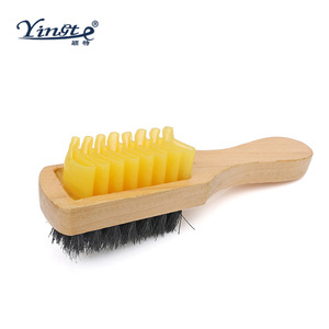 Cepillo de madera maciza Yinste de doble cara con cerdas de cerdo y goma para limpiar y cuidar el cuero y el gamuza. - Product Image 1