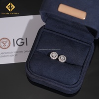 Pendientes de Botón Circulares de Plata de Ley 925 con Incrustaciones de Diamantes HPHT Cultivados en Laboratorio, Estilo Moderno, Envío Directo