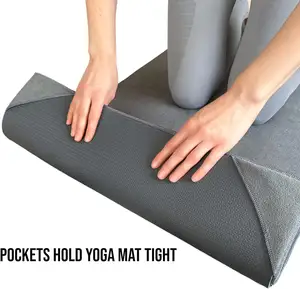 Super Absorbent Microfiber Non Slip Hot Yoga Mat Towel With Corner Pockets