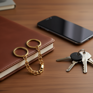 Portachiavi Ilan con catena da 60 mm color oro, set da 2 pezzi - Product Image 3