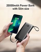 Batería Externa Portátil de 20000 mAh PD22.5W con Pantalla LED, Carga Rápida, Cable Integrado y Calentador de Manos