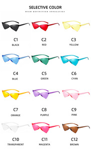 Lunettes de soleil triangulaires œil de chat pour femmes, design papillon avec nœud papillon, sans monture, colorées, pour l'été - Product Image 5
