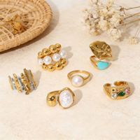 OEM Maßgefertigter Schmuck Vintage Edelstahl 18K Vergoldete Offene Ringe Hohle Quadratische Blätter Geometrie Goldringe Stapelbare Schmuckstücke