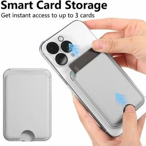 Magsafe PU Leather <b>Wallet</b> & Card <b>Holder</b> for iPhone Magnetic Credit Card Support Unisex Design No Closure Solid Color Daily Use - Product Image 3