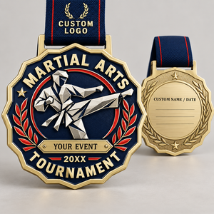Sports Competition Medals Custom Martial Arts Tournament Gold Silver Bronze Medal Set with <b>Ribbon</b> OEM ODM medal manufacturer - Product Image 3