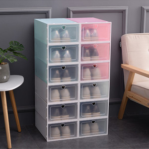 Transparent <b>Plastic</b> Stackable Shoe Box <b>Drawer</b> Type Heart Shaped Design Household <b>Storage</b> Organizer For Shoes - Product Image 2