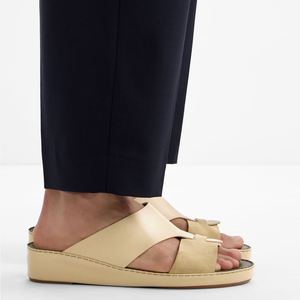 SHIKOL sandalo su misura arabica <span class=keywords><strong>cintura</strong></span> ad anello in pelle Beige sandali da <span class=keywords><strong>uomo</strong></span> italia tessuto arabico fatto a mano lussuose pantofole del golfo Ramadan - Product Image 4