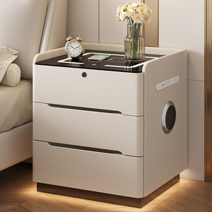 Nouvelle Table de Chevet Intelligente Nordique Personnalisable en Bois Massif, 3 Tiroirs, Plateau en Ardoise, Multifonctionnelle, Verrouillable, Luxe Haut de Gamme pour Maison et Bureau A - Product Image 1