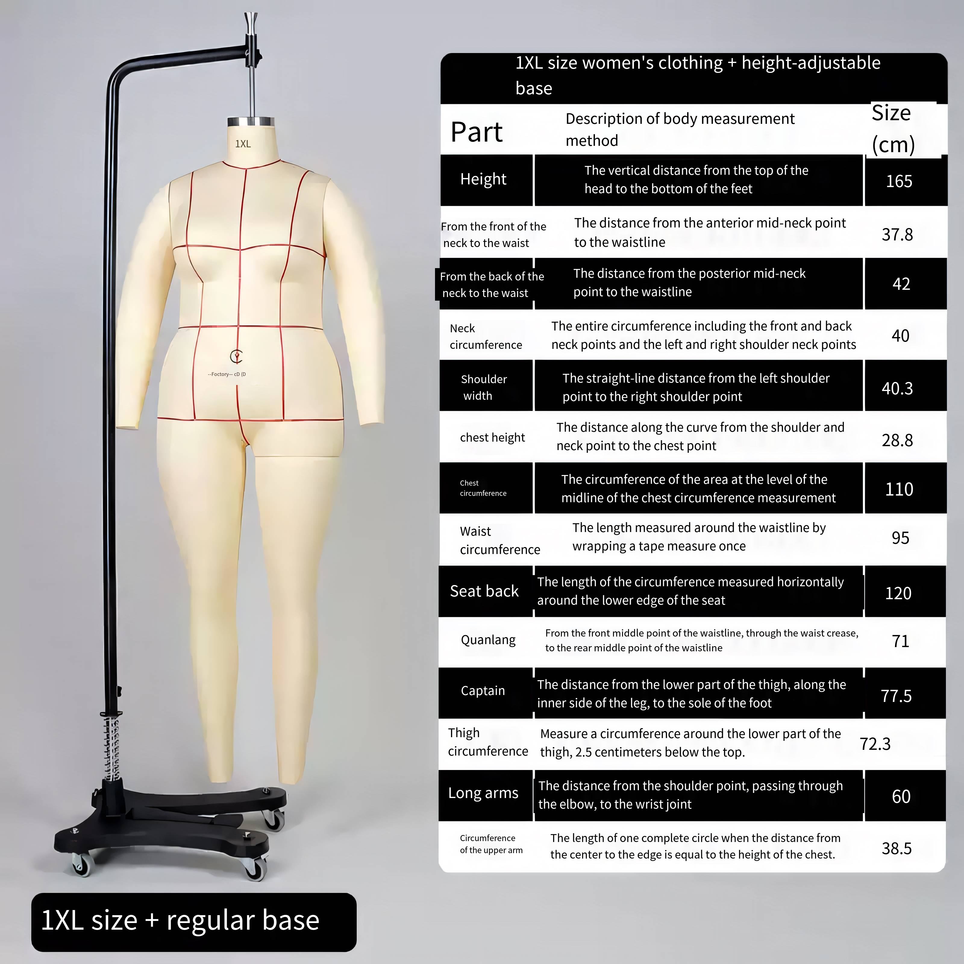 Cuerpo completo 1xl + base ajustable negro