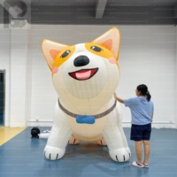 Chien gonflable géant réaliste Corgi de 13 pieds en tissu de haute qualité pour animalerie, parc animalier, marque d'animaux, événement de marché hors ligne